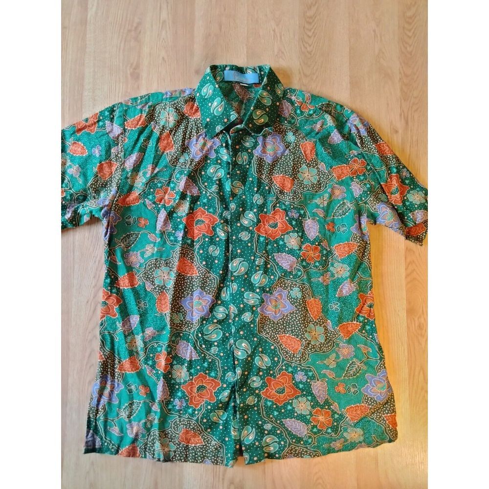 Pranaya Men's Button Down Shirt Green Size‎ Medium